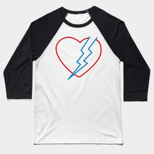 Love and Thunder Heart with Lightning Thunder Baseball T-Shirt